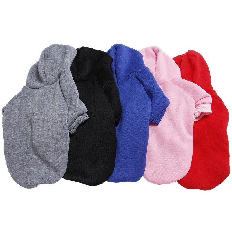 

Wholesale Custom Label Pet Apparel Outfits Solid Dog Hoodie Clothes, Red dark blue pink grey black sky blue
