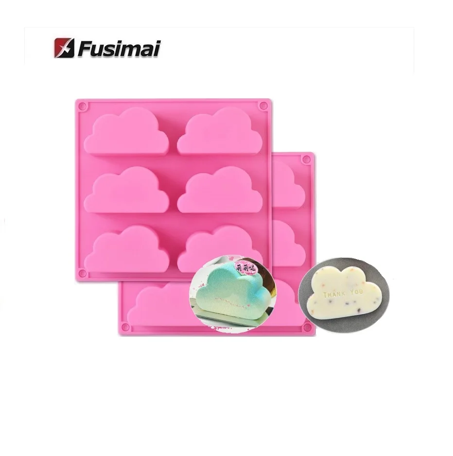 

Fusimai 6 Holes Chocolate Silastic 3D Lotion Bars Craft Art Molding Silicone Pudding Clouds Soap Mold, As is shown in the picture