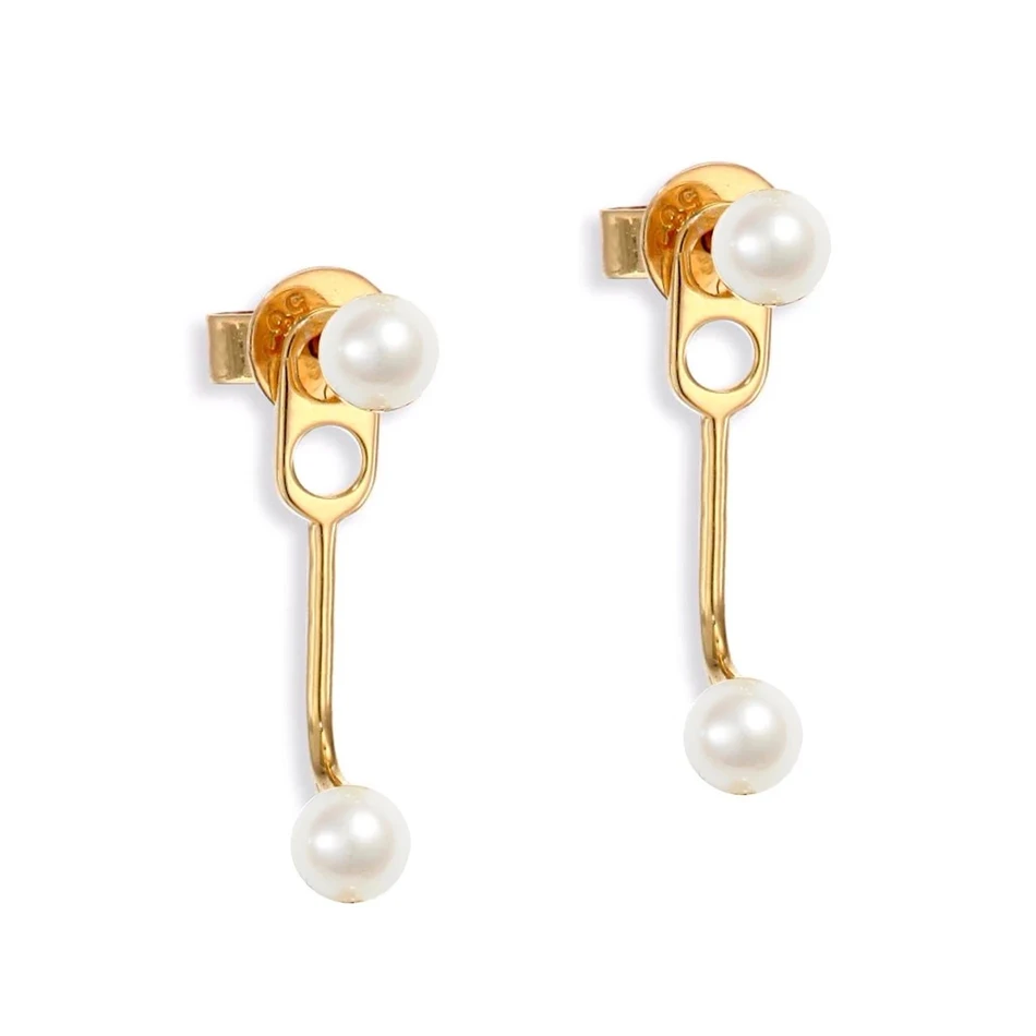 

women earrings party gift 18k gold plated hot 925 sterling silver double pearl stud earrings