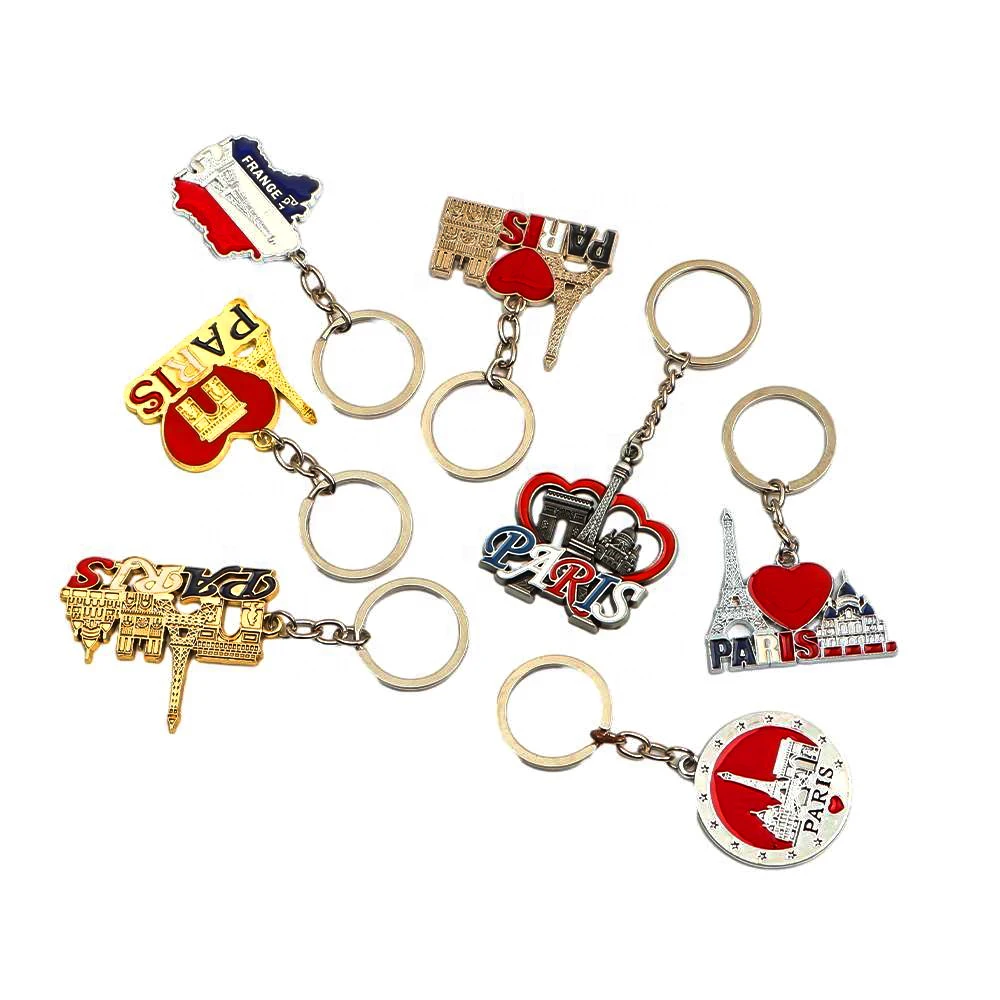 

France Paris Eiffel Tower Metal KeyChain Notre Dame Tourist Souvenir Key Ring Louvre Architectural Keychain Customized Accepted