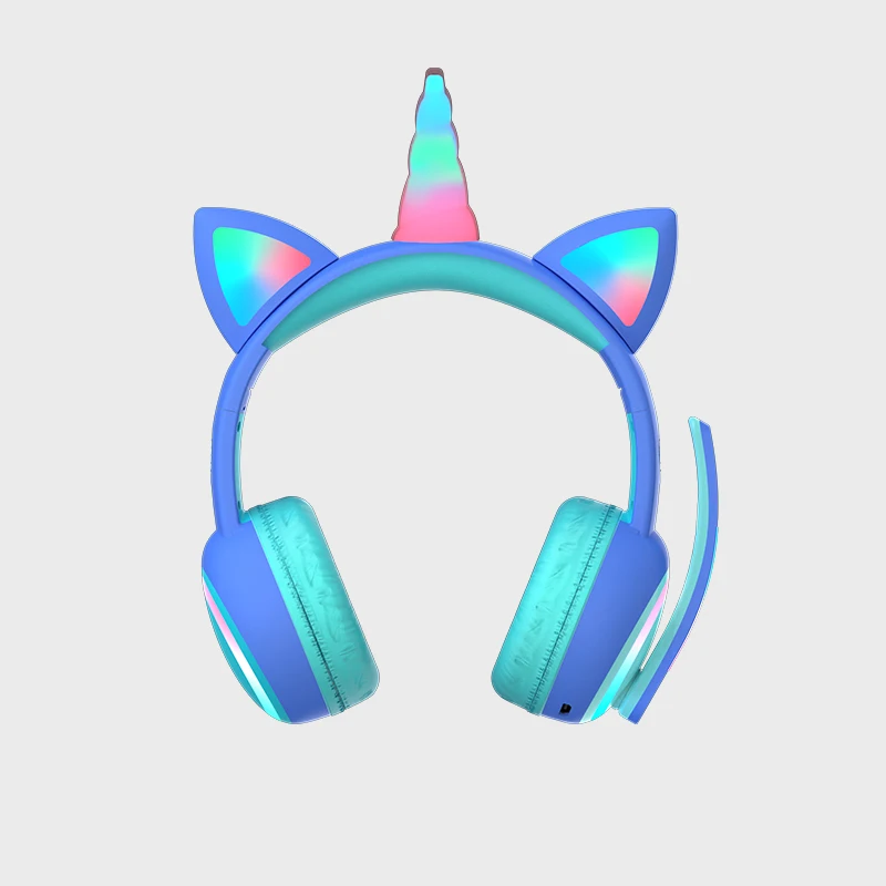 

Unicorn Cat Ear Kids Headphones Wired With Microphone Music Computer Mobile Phone Gaming Headset Kids, Black, pink, dark blue, gray, light blue