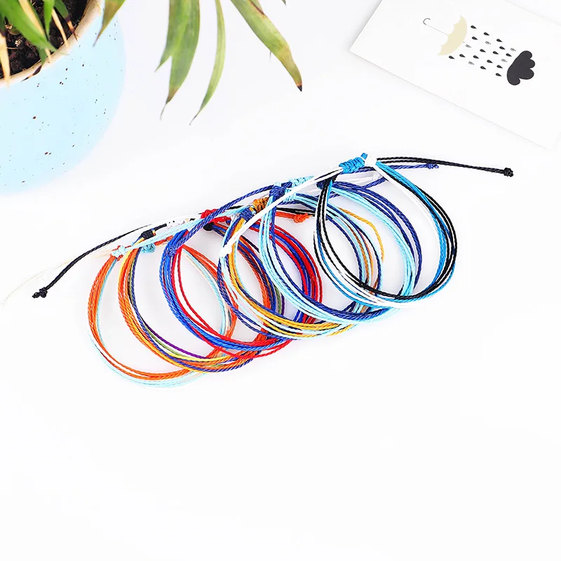 

Woven wax cord string bracelet