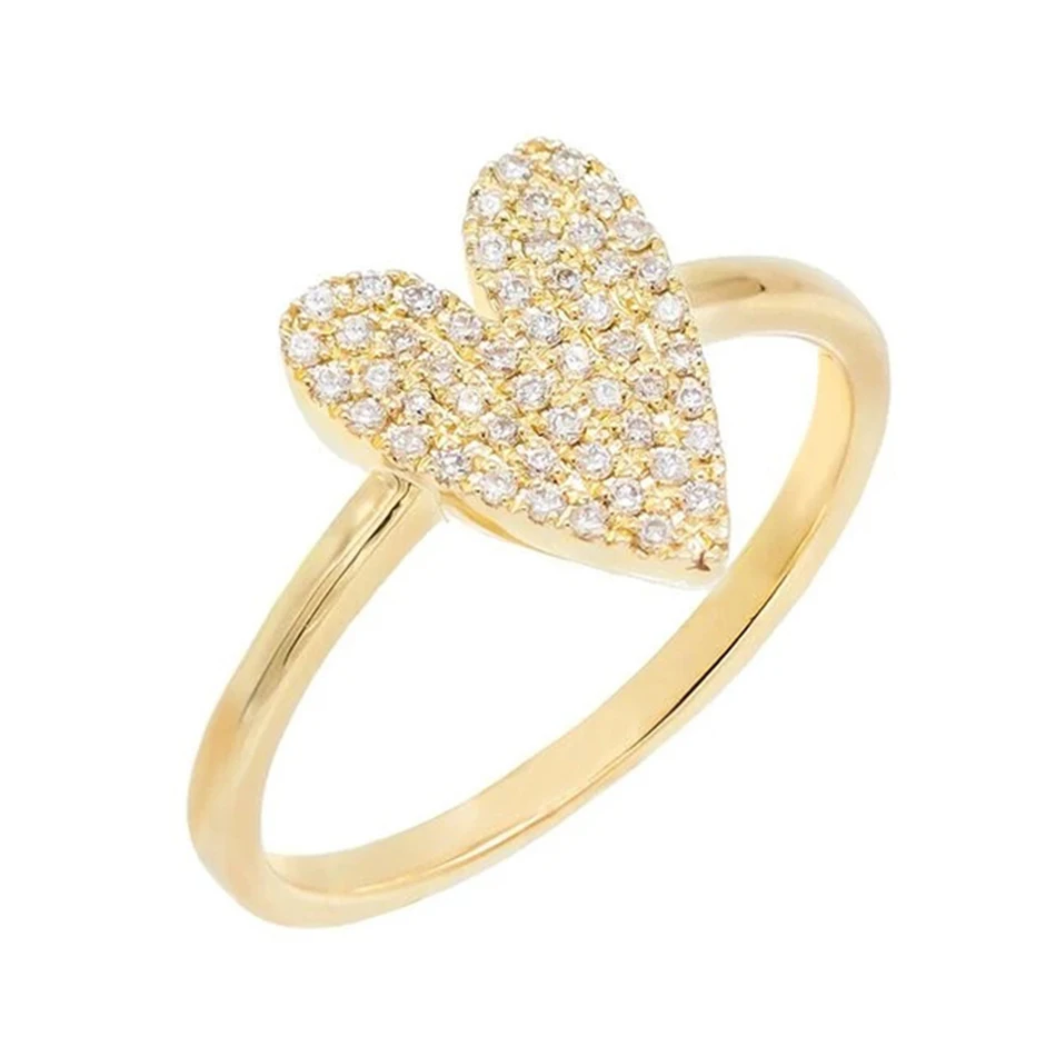 

Fine Jewelry 925 Sterling Silver Wholesale 18K Gold Plated Cubic Zircon Heart Ring For Women