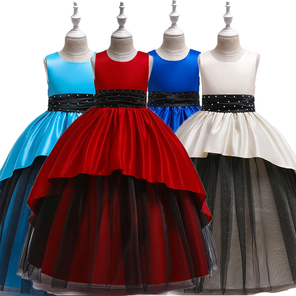 

Latest Solid Colors Children Evening Gown Dress Designs Big Size 12 Years Kids Robe De Princesse Bleu Et Rouge LP-229, Navy, purple, champagne,white,blue