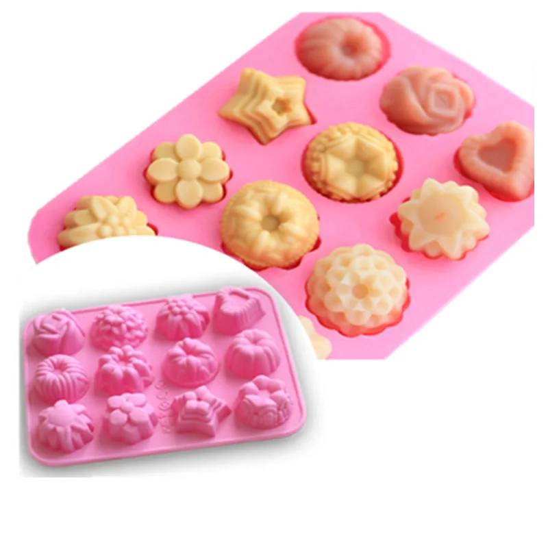 

DIY resin silicone cake mold 12 with rose pink 155*205mm solid color cake mold Environmental health, Customized color