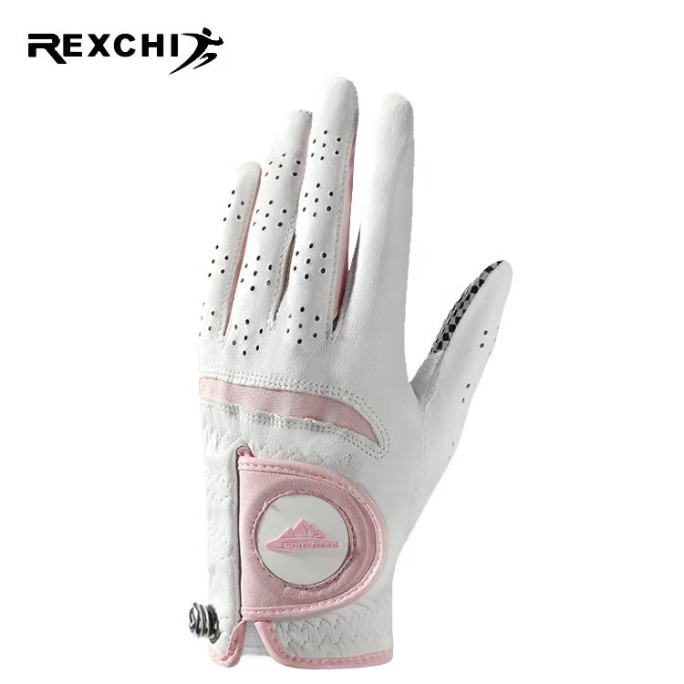 

REXCHI XG56 Wholesale Personalized Full Finger Cabretta Leather Customized Gloves With Logo Men's Leather Golf Glove Indonesia, Has 4 colors