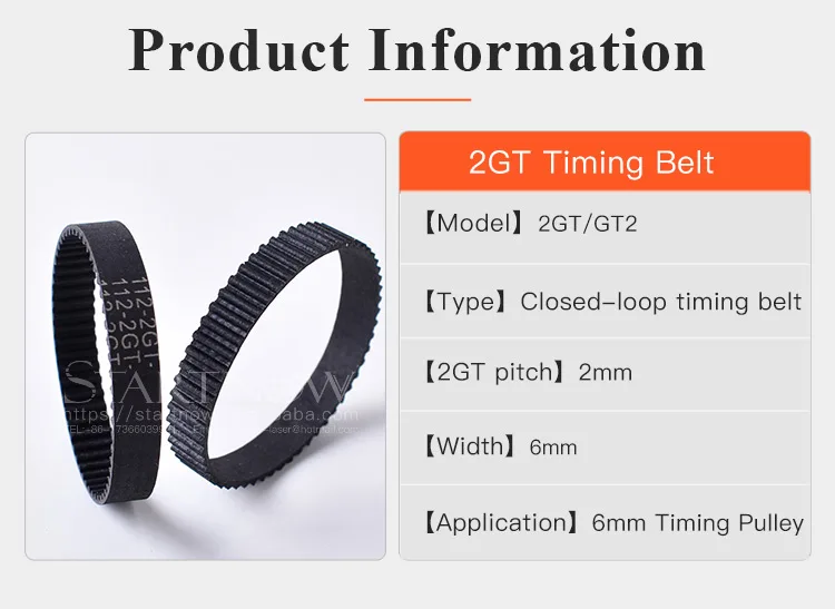 Ochoos 3D Printer Belt GT2 Closed Loop Rubber 2GT Timing Belt 1140 1210 1220 1350 1360 2220 GT2 Length 1140mm 1210mm 1220mm 1524mm Width: 6mm, Length: 2GT-2220 