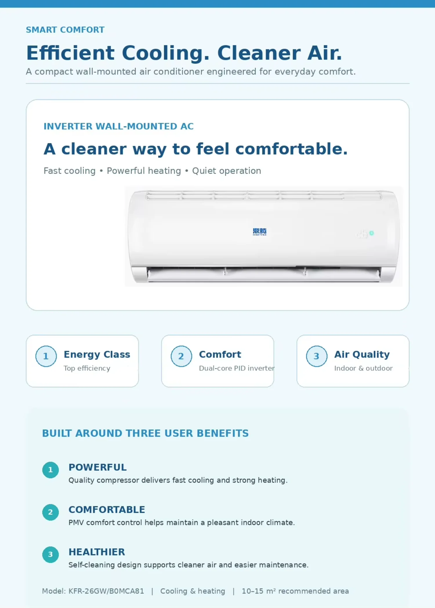 Split Air Conditioner, Wall, 2650W, 4550W, 700m3/h - detail 2