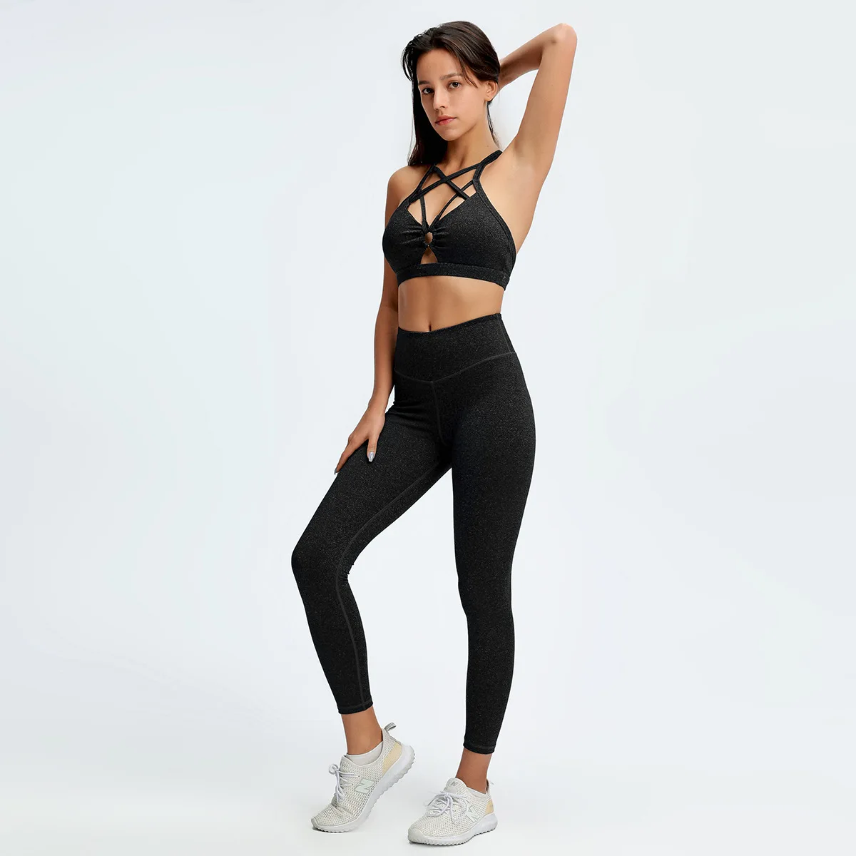 

Breathable cross clavicle low-cut yoga clothing suit female nude fitness exercise fitness suit