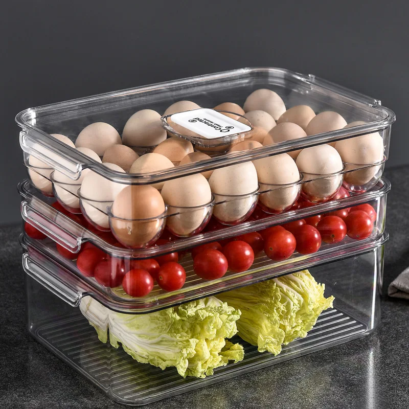 

Wholesale Plastic Clear Stackable Large Storage Container Refrigerator Storage Box, Transparent