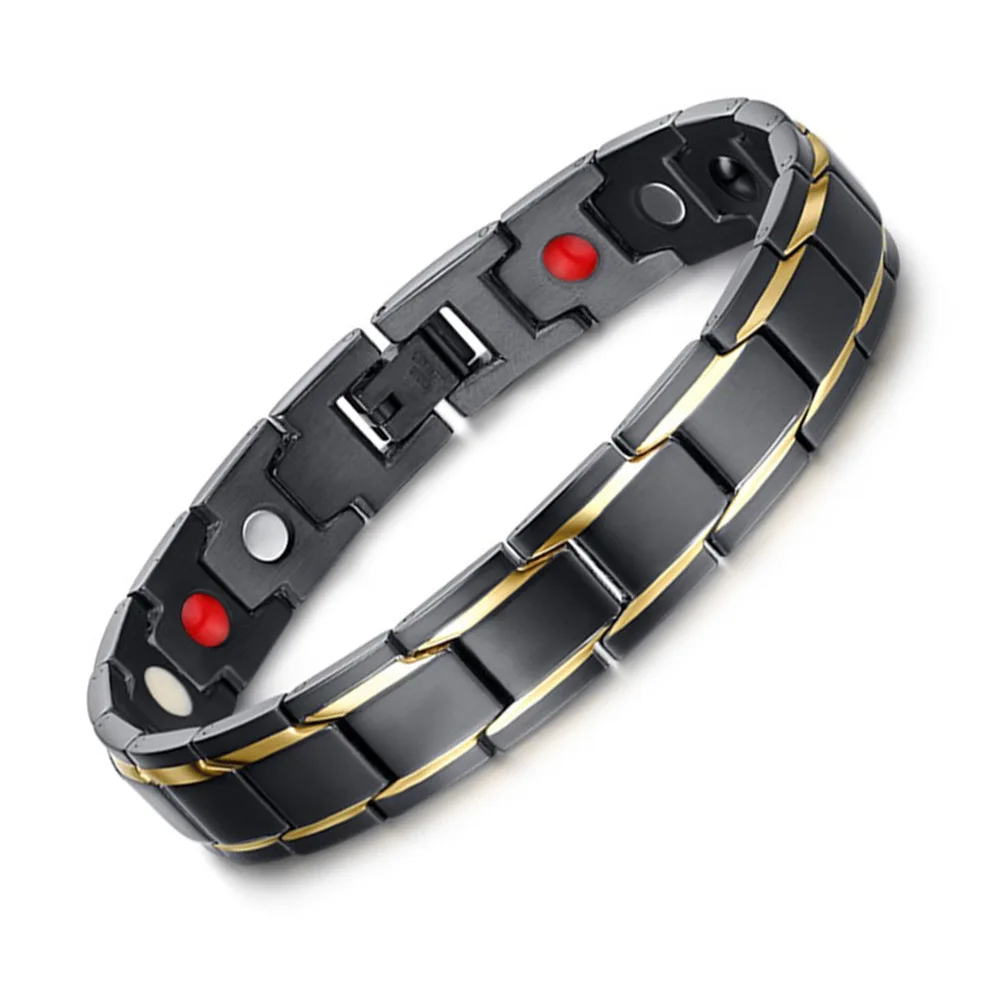 

HOVANCI customized health bracelet black gold men's titanium steel germanium Magnetic negative ion bracelets