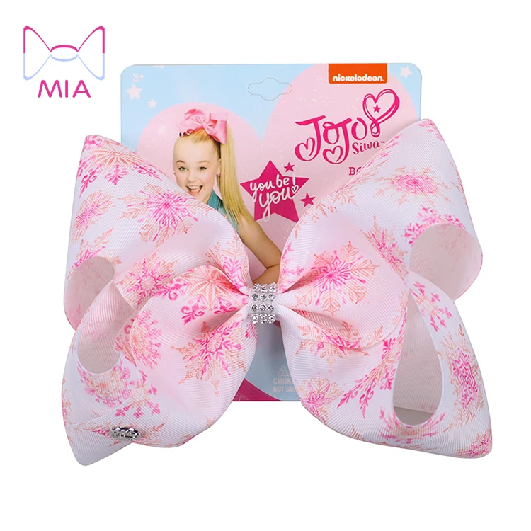 

Mia free shipping  pink snowflake ribbon jojo hair accessories bow with clip, Picture shows