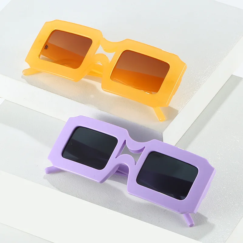 

LBAshades 2023 New Double Bridge PC Sunglasses Square Frame Jelly Color Glasses Fashion Colorful Sunglasses for Women