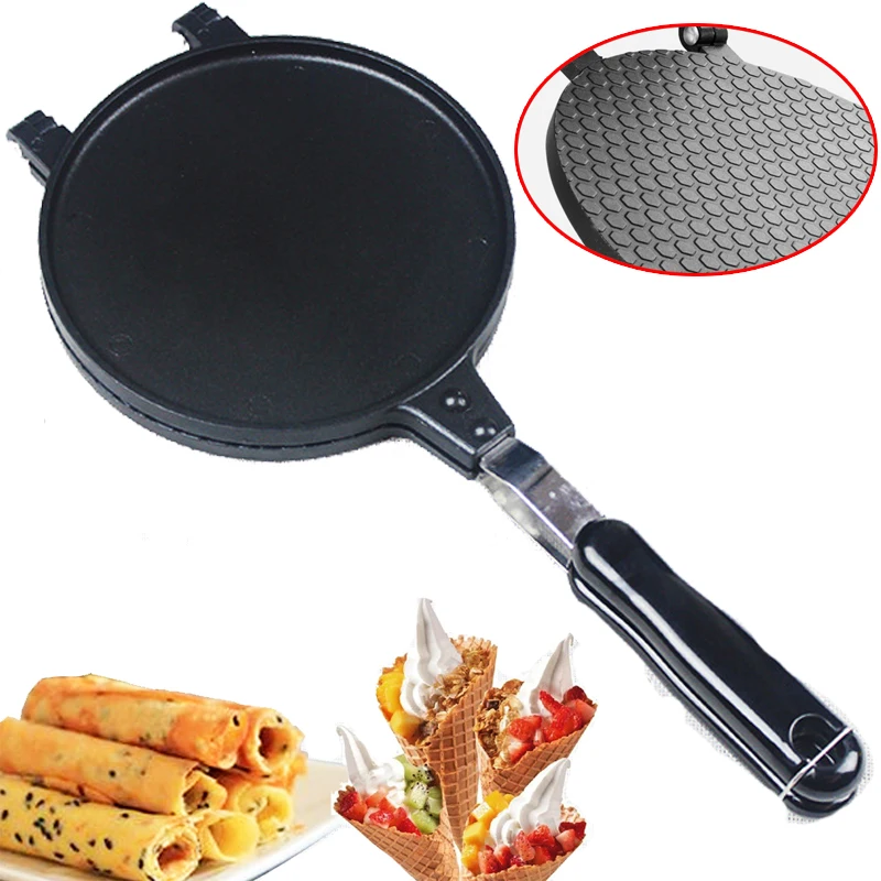 

Diameter 17cm Waffle Molds Aluminum Alloy Non Stick Baking Waffle Maker Kitchen Bakeware Egg Roll Moulds Waffle Maker Mold Tool, Black