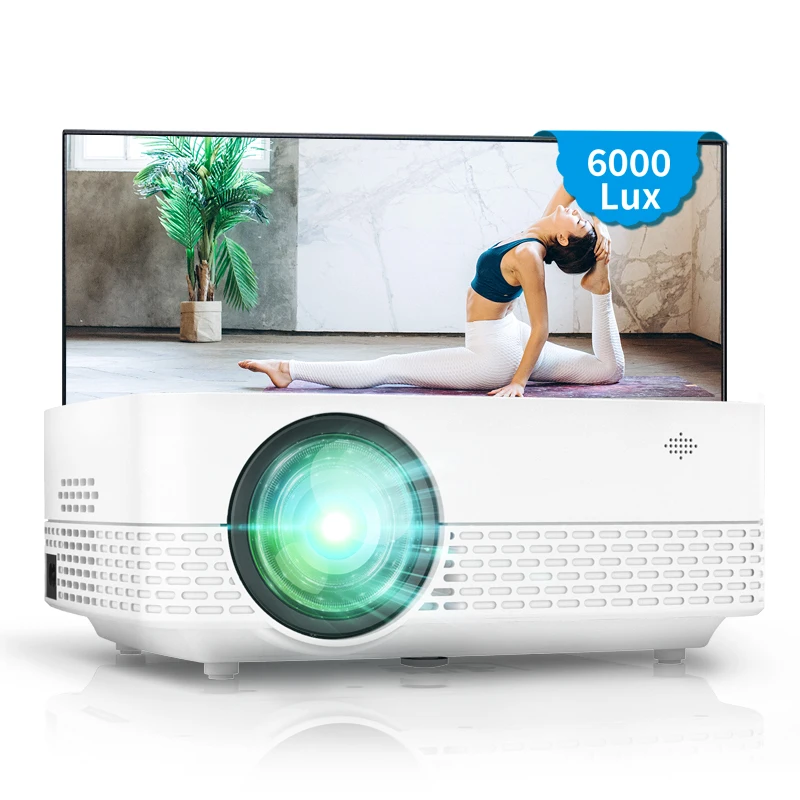 

2021 Smart Digital Portable Mini LED Projector Support 1080P with USB HD VGAinput interface, White+silver