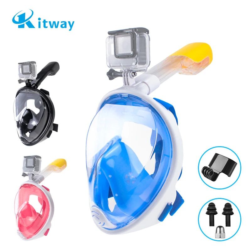 

New Premium Diving Panoramic Snorkel Mask full face scuba diving mask Snorkel Mask Fog Snorkeling For Go pro action Camera, Multiple colors