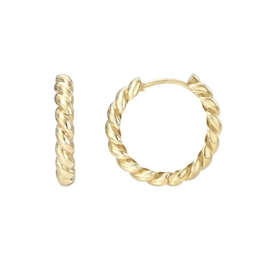 

LOZRUNVE Sterling Silver Jewellery Wholesale Minimal Gold Twisted Huggie Hoop Earring