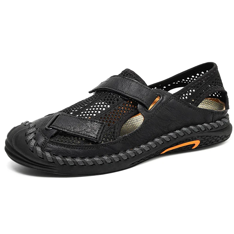

Large Size Outdoor Shoes Mesh Men Casual Beach Sandals, Black/brown