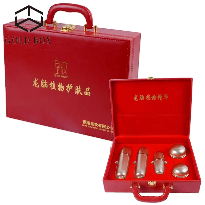 

Goldbox customized the best-selling color skin care gift box cosmetics set box leather in 2021