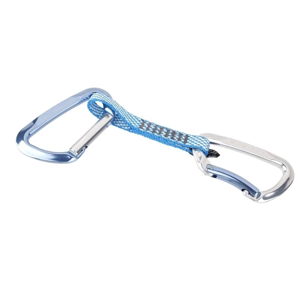 

Aluminum Hook Snap Quickdraw Lock for Climbing Rescue - Blue Sling fast hanging climbing rock wall protection