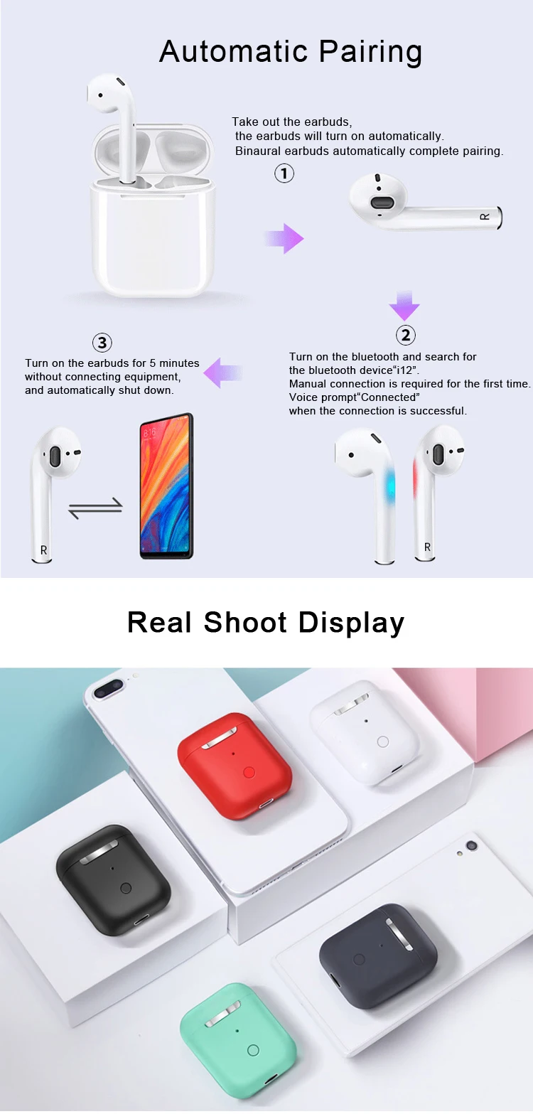 2019 Best Selling i12 TWS Wireless Earphones Headphone True Wireless - ANKUX.COM