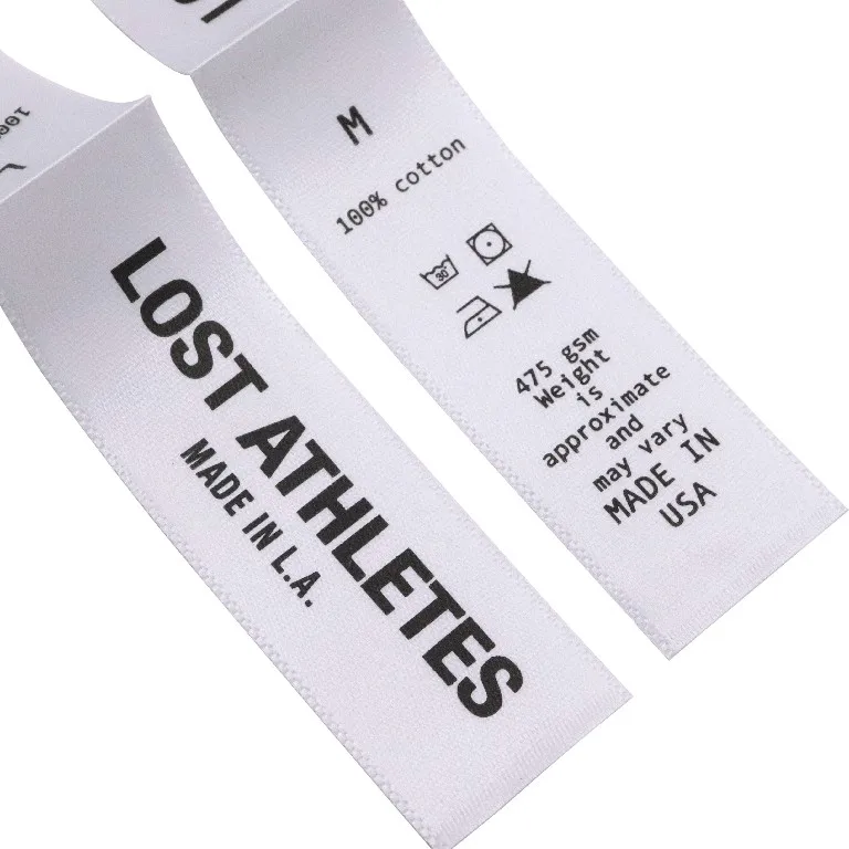 

Customized Machine Weaving Brand Logo Sewing Clothing Tags Pasted Straight Cut Woven Labels for Pillows, Custom color