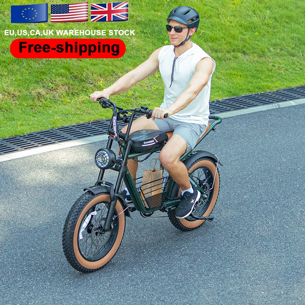 

US Warehouse SAMEBIKE Full Suspension 48V16Ah Lithium Battery 1000w electric bicycle mountain fat ebike