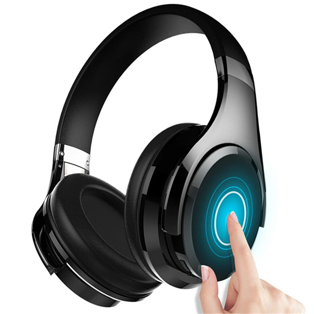 

High Quality LED Light Foldable Wireless Gaming Headphone Noise Canceling Headband Headsets Bluetooth Headphone with Mic, Black/silver
