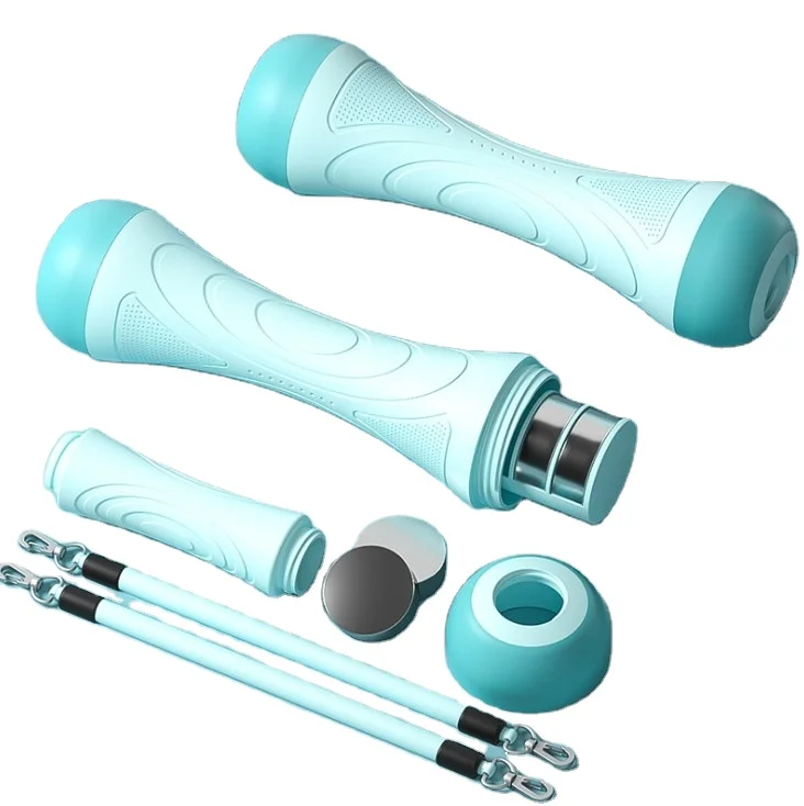 

2022 new 1-3.5 kg adjustable dumbbell barbell pull rope as a set, Blue, pink, gray