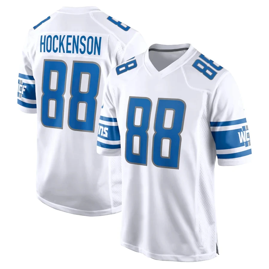 

Top Sell Detroit City Stitched American Football Jersey Men's Lion s Blue Team Uniform #88 T.J. Hockenson #32 Swift #16 Goff