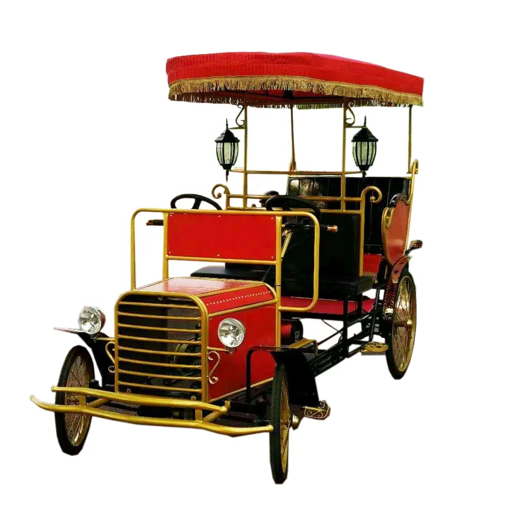 

four wheel electric rickshaw surrey bike for park, Red,blue and brown