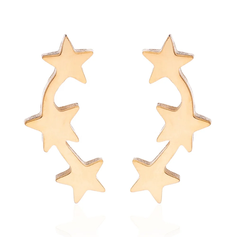 

Cute sweet Women Female High Quality Stars Shape Stud Earrings Jewelry Stainless Steel earring studs