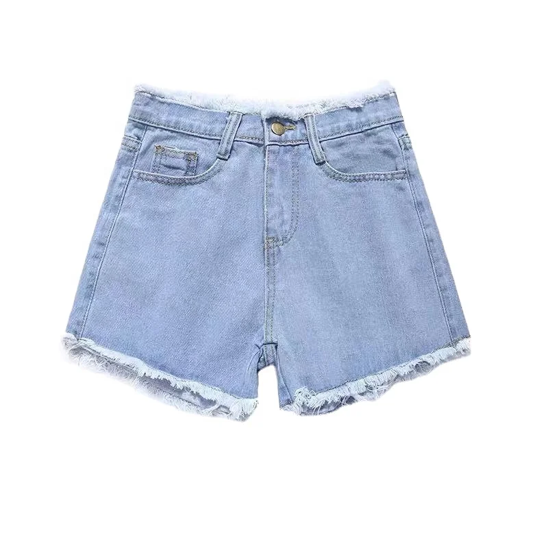 

Summer new products Women's denim shorts High waist sexy Loose retro Burrs Ladies denim shorts Drop shipping