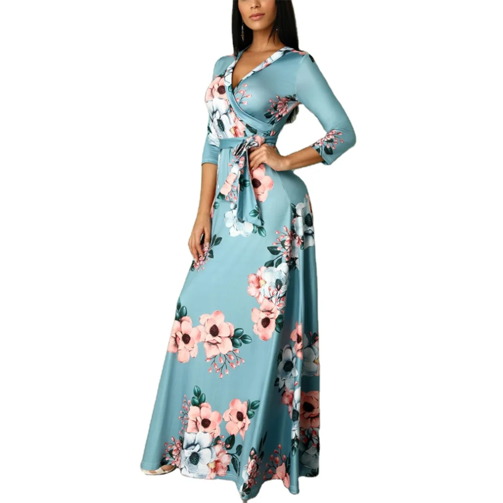 

luxury polyester cotton princess one piece skirt free draping digital printing women skirt half sleeve stock taobao beach dress