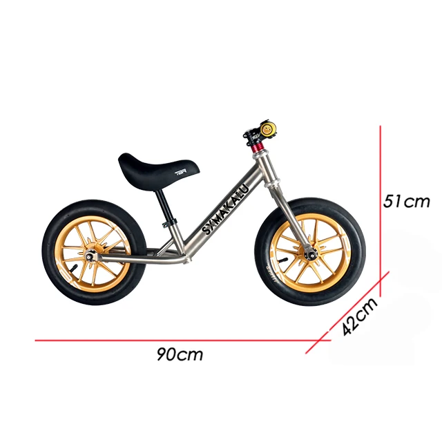 

Self-luminous 12 inch wheels titanium kids balance bike 3000g, Ti raw,colorful