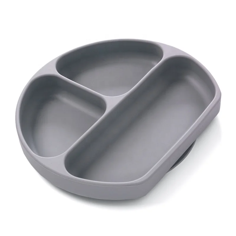

2021 New Toddlers Silicone Placemat Divider Portable Non Slip Suction Baby Plate, Pink/blue/green/grey or customized