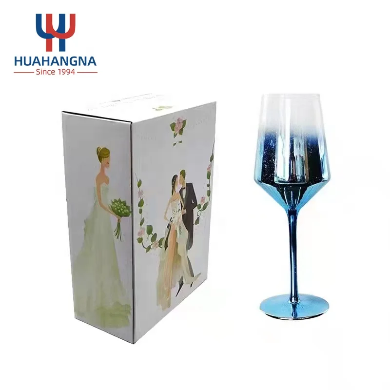 

Wedding Event Use Colorful Creative Glass White Wine Glasses Goblet Red Wine Glass Champagne Glass Wine Glasses in Gift Box, Purple, gold, pink, blue