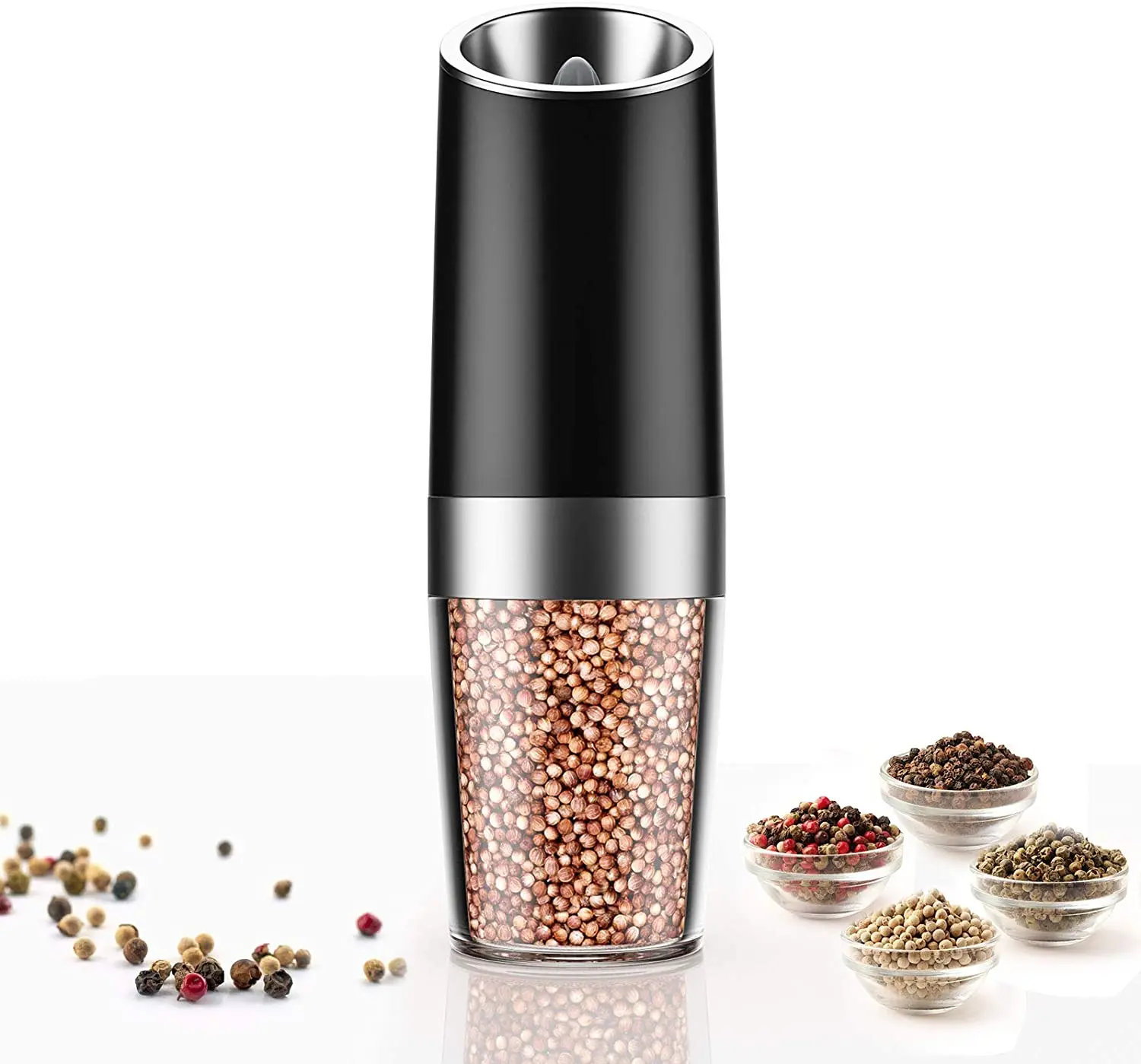 

Food grade stainless steel high quality kitchen spice pepper grinder, Black