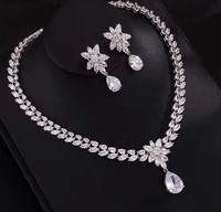 

Luxury Flower Water-drop Cubic Zirconia Dress Wedding Accessories Bridal jewelry Set