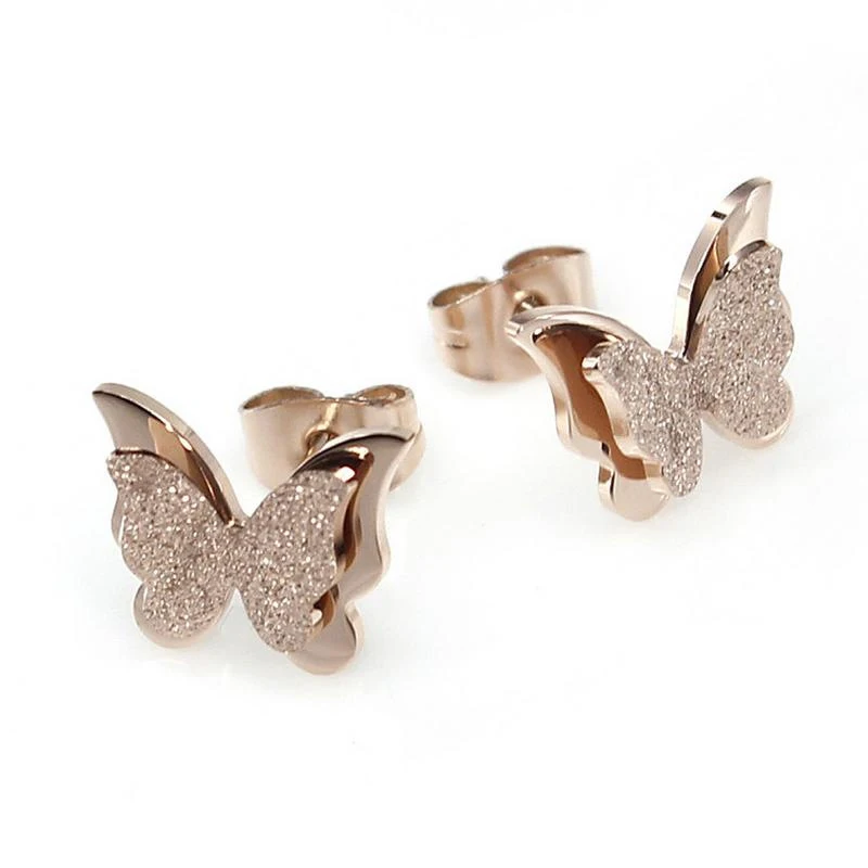 

2021 Butterfly Stud Stainless Steel Earrings For Women