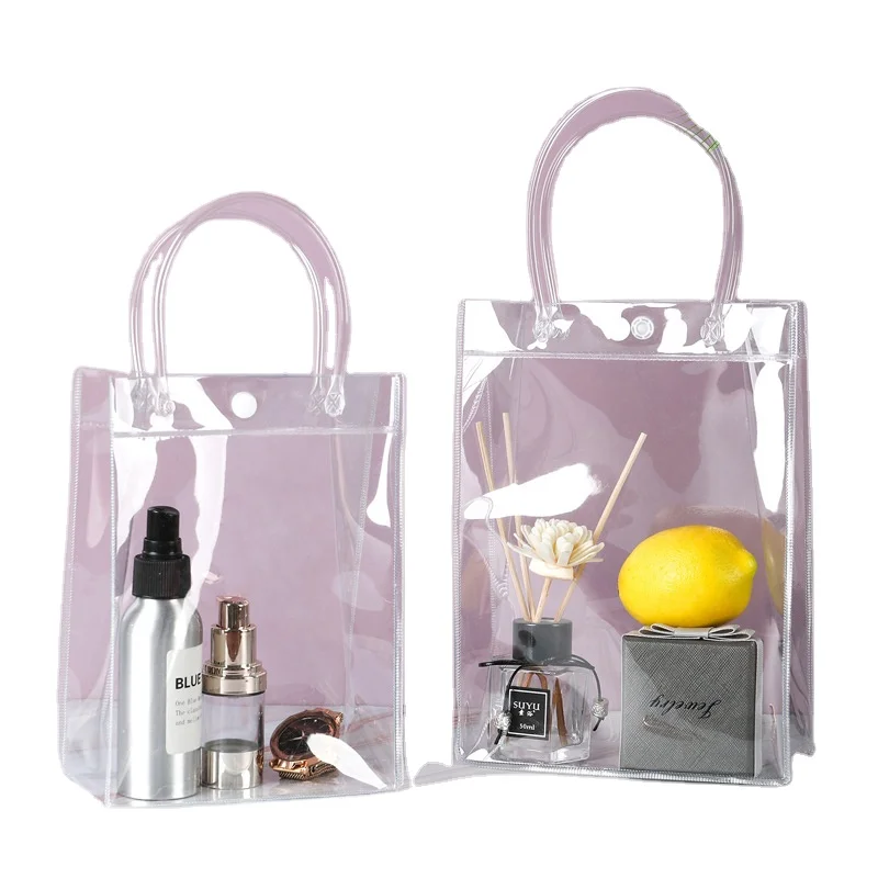 

In Stock Travel Custom Logo Shopping Jelly Beach Plastic Clear Transparent Makeup Cosmetic PP Tote Gift PVC Bag with Handles