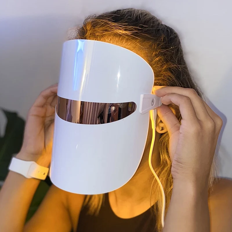 

Portable USB Rechargeable Led Facial Masks Professional Beauty Salon Equipment 3 Color Led Light Therapy Mask