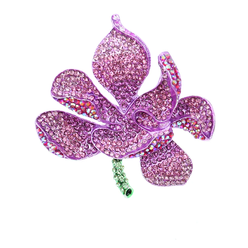 

Wholesale Pink Rhinestone Flower Brooch Pin Crystal Rose For Women Jewelry Accessories Brooches
