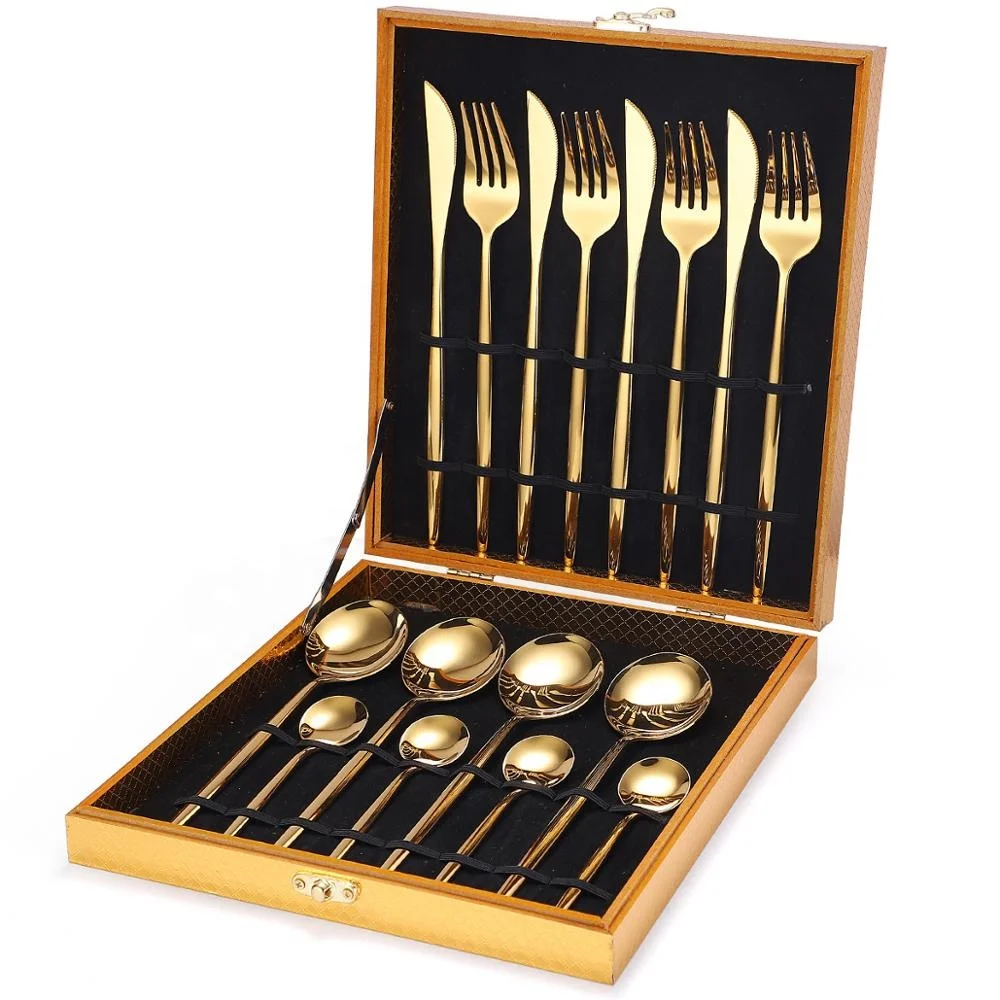 

Stainless Steel Flatware Set Tableware 16 Piece Dinnerware Set Gold Cutlery Set For GIft Weeding Party, Silver/gold/rose gold/rainbow/black
