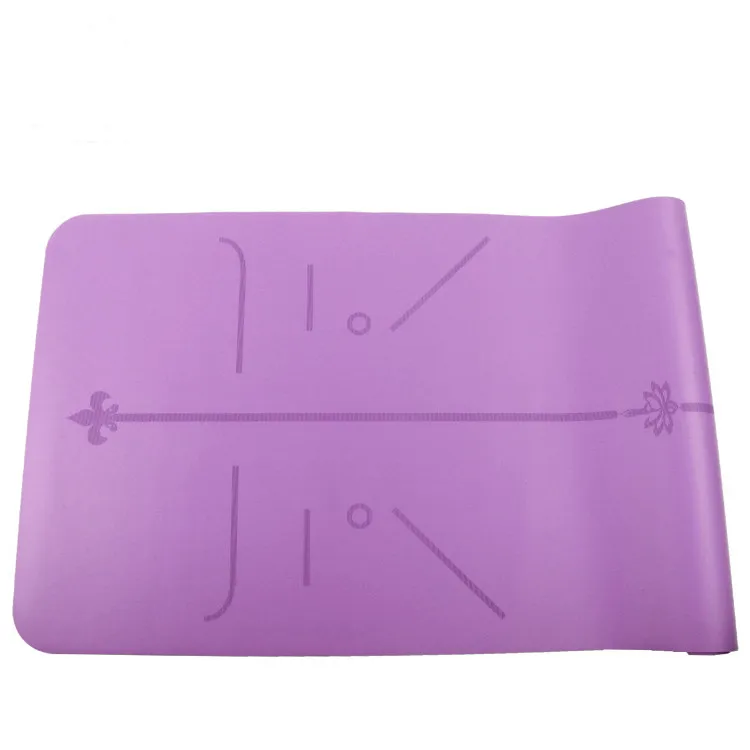 

High Quality PU Rubber Yoga Mat With Body Line, Gray/black/green/blue/purple/pink