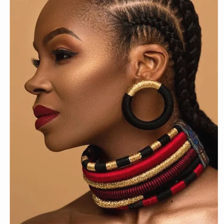 

Top Selling Women Jewelry Multilayer Woven Necklace Set African Style Female clavicle Chain Choker Necklace Women Casual Jewelry