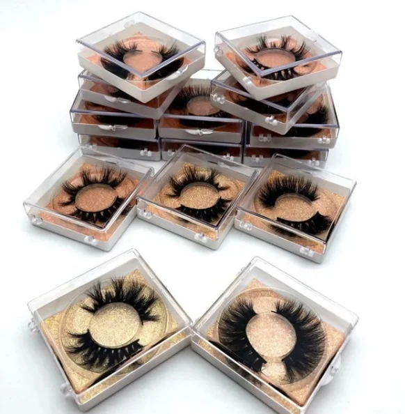 

Wholesale 100% real mink 25mm eyelashes custom logo fluffy lashes mink lash with lashes boxes