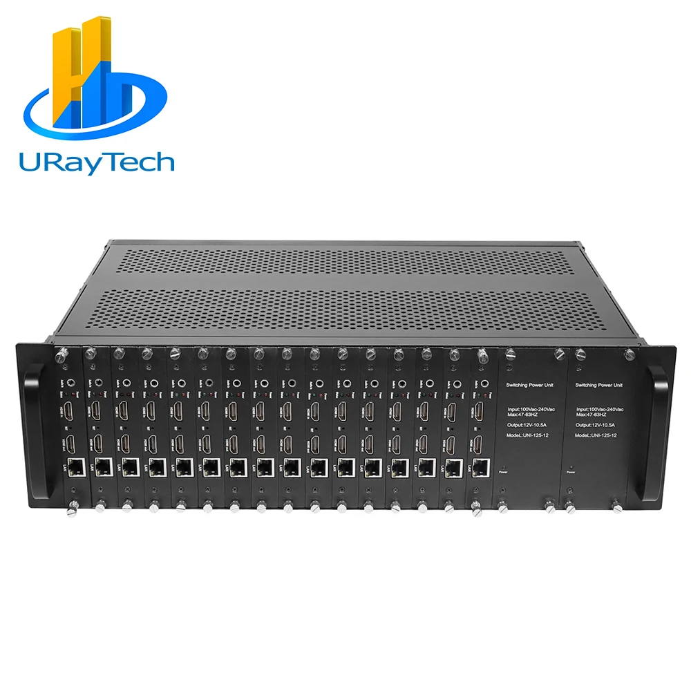 

URay Tech 3U Rack 16 Channels H.265 H.264 HDMI To IP Video IPTV RTMPS Encoder For Live Streaming Broadcast