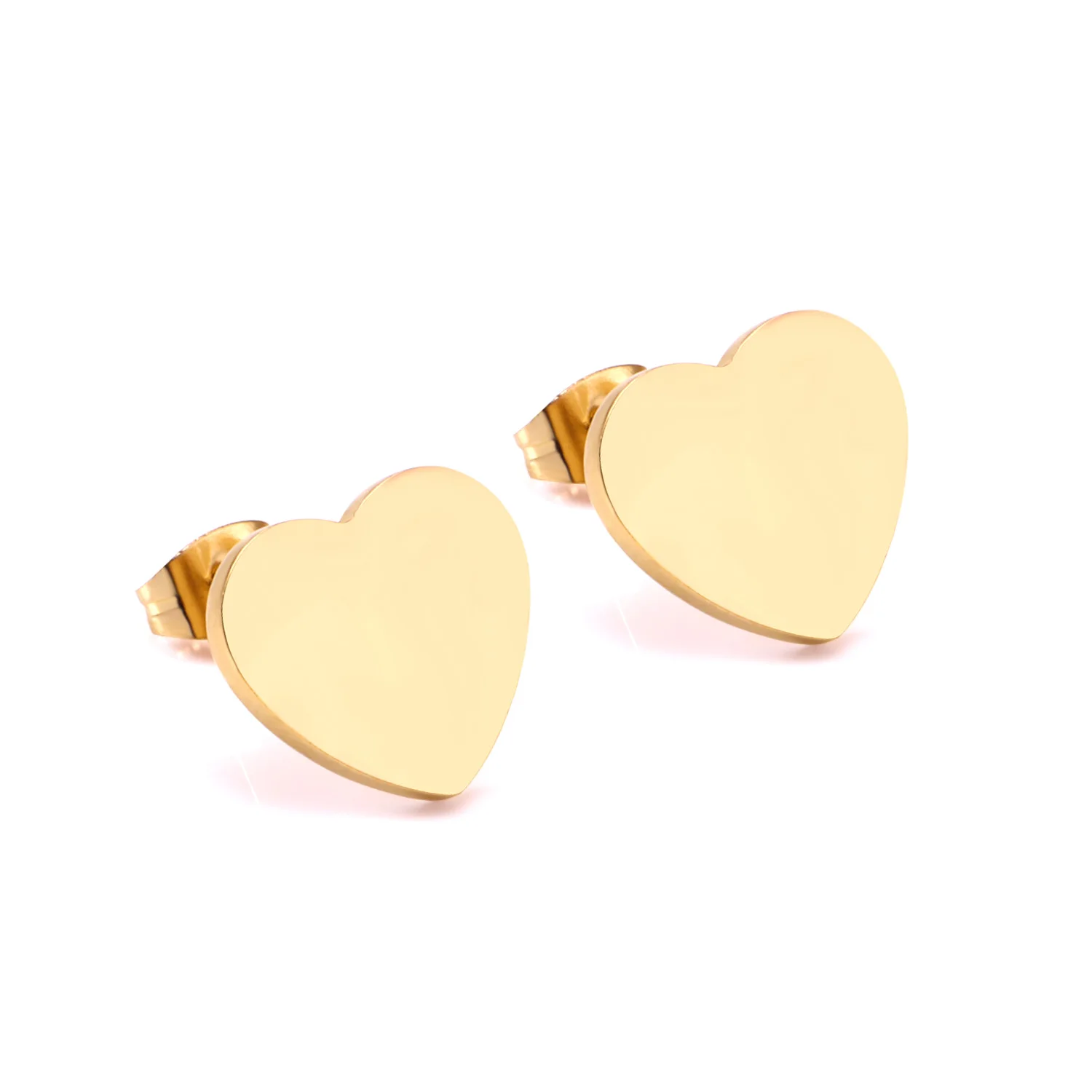 

Hot Selling Stainless Steel Earrings Simple Gold Plated Engraved Heart Stud Earrings For Women Jewelry, Gold/silver available