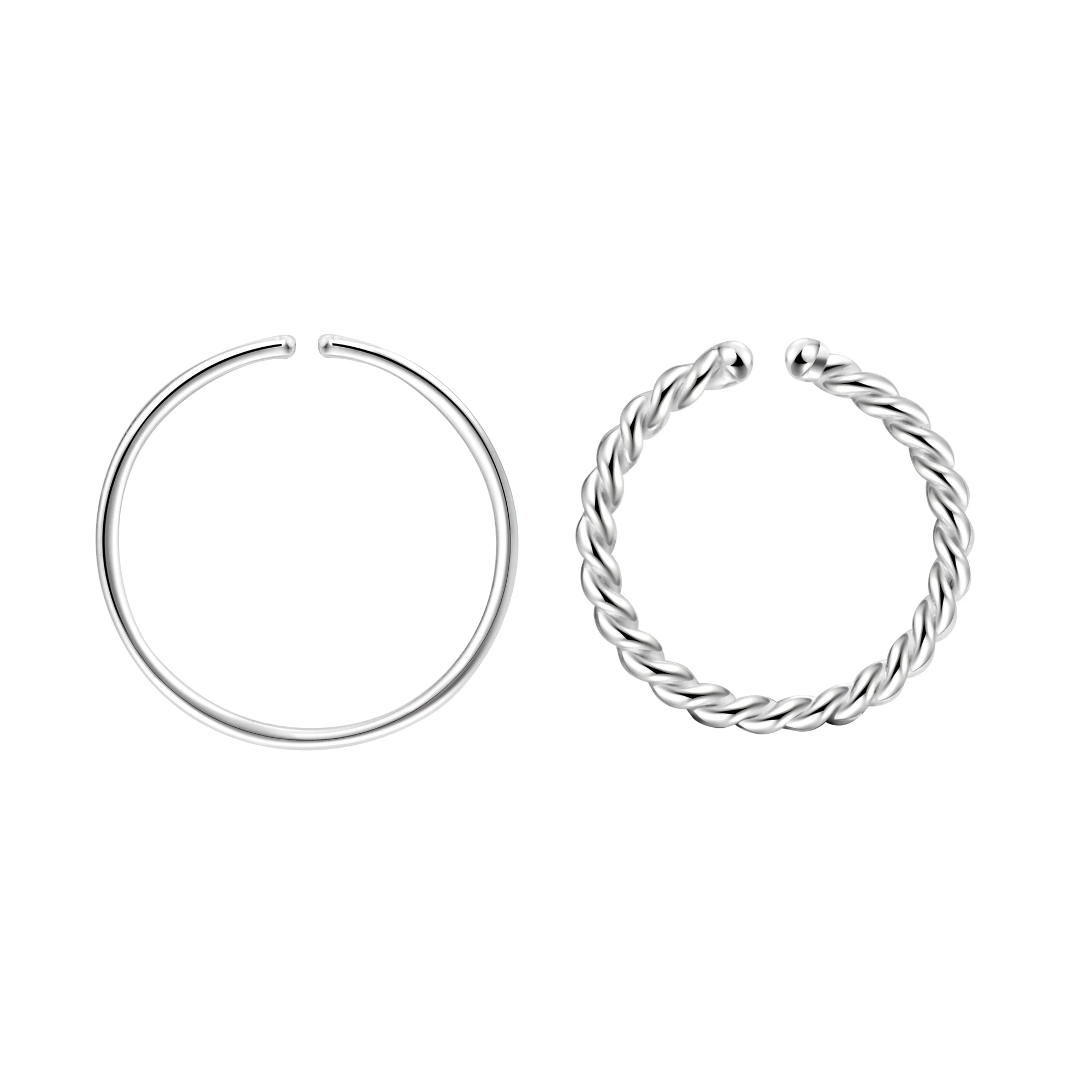 

925 Sterling Silver Round Nose Ring Twisted Rope Shaped Body Piercing Jewelry Minimalist Personality For Women, Sliver,gold,champagne